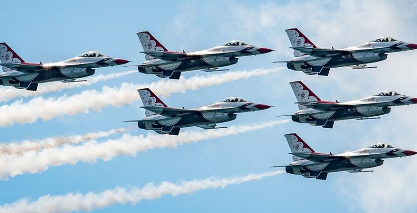 Airplane jets flying in formation